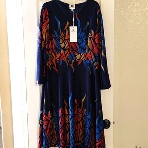 Graphic print navy dress